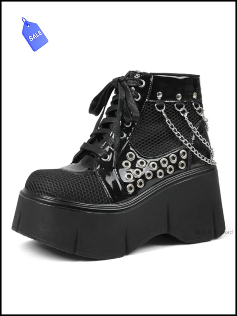 Women's Platform Wedge Lace Up Mesh Combat Ankle Booties